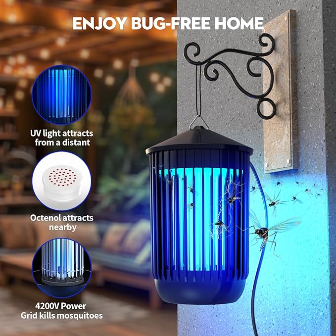 Bug Zapper Outdoor Indoor Mosquito Zapper Electric Fly Traps IPX4 Waterproof 20W Lamp Fly Insects Traps for Patio Garage Backyard Porch