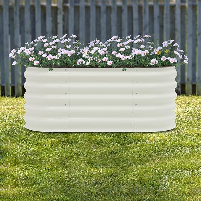 Raised Garden Bed 41.34x23.62x17 Inch Open Design Outdoor Metal Planter Box with 1 Pair Gloves Floor Standing Rectangular Garden Beds for Courtyards Balconies Decks