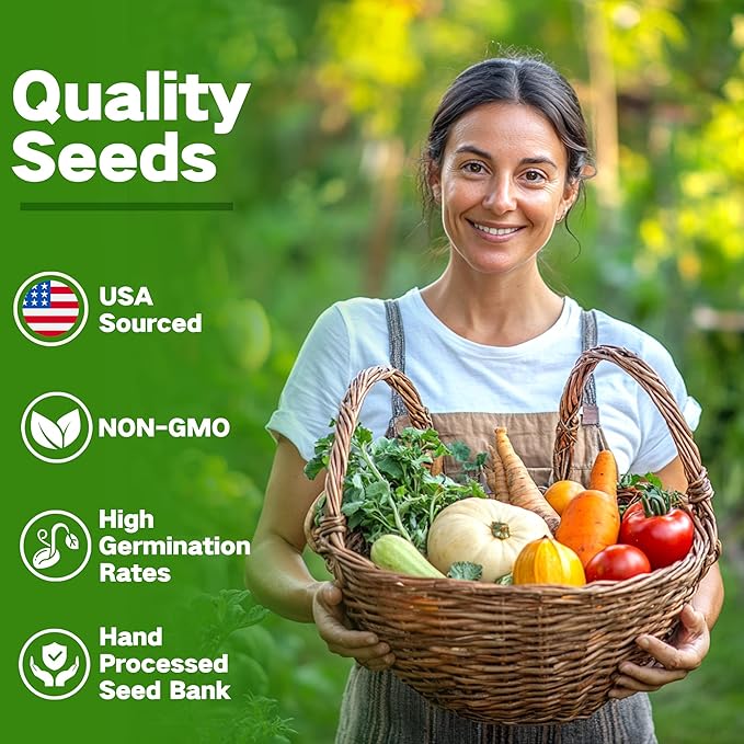 Lush&ampDew Companion Plants Heirloom Seed Bank Gardening Gifts for Women &amp Men 32 Varieties 30000+ Non-GMO Vegetable Seeds for Planting in Garden Bed Greenhouse Survival Seed Kit for Food Su