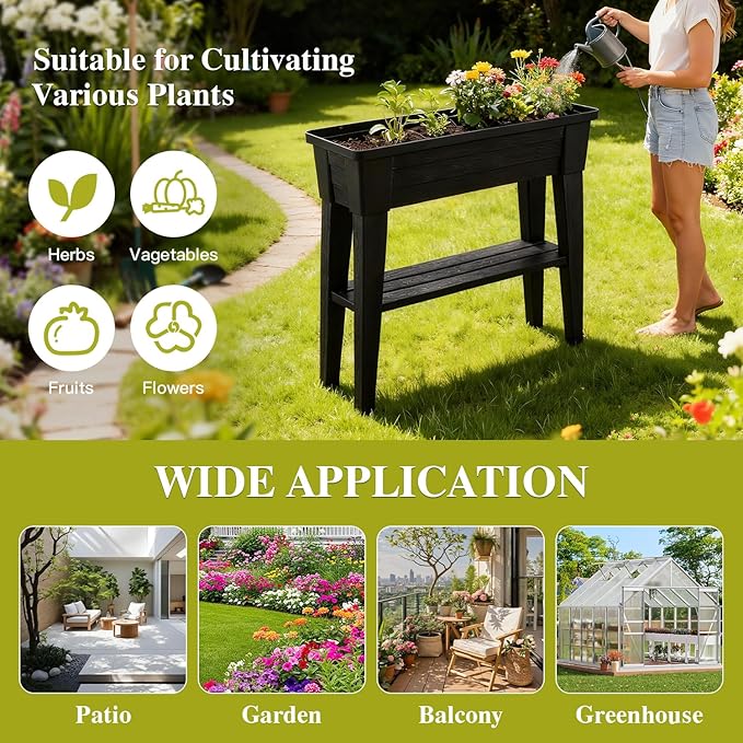 Raised Garden Bed with Legs &amp Trellis Outdoor Raised Planter Box for Gardening Herb Garden Planters for Outdoor Plants Garden Bed for Garden Yard Patio Home Decor