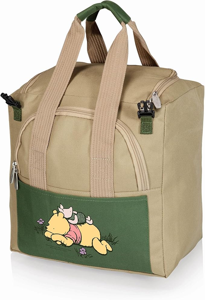PICNIC TIME Disney Winnie The Pooh Gardener Folding Seat with Tools Folding Garden Stool with Detachable Tote and Hand Tool Set Organizer Portable Gardening Chair (Olive Green with Beige Accents)