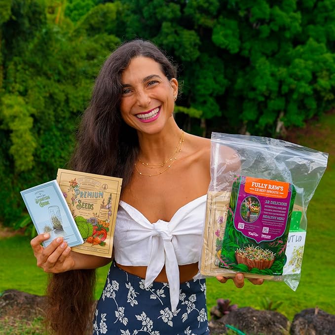 12 Variety Pack Organic Sprouting Seeds - Fully Raw Kristina's Sprouts Growing Kit with Sprouting Lid &amp Book - Alfalfa Seeds Mung Bean Radish Clover Seed Salad Mix Pea Health Blend &amp Mo
