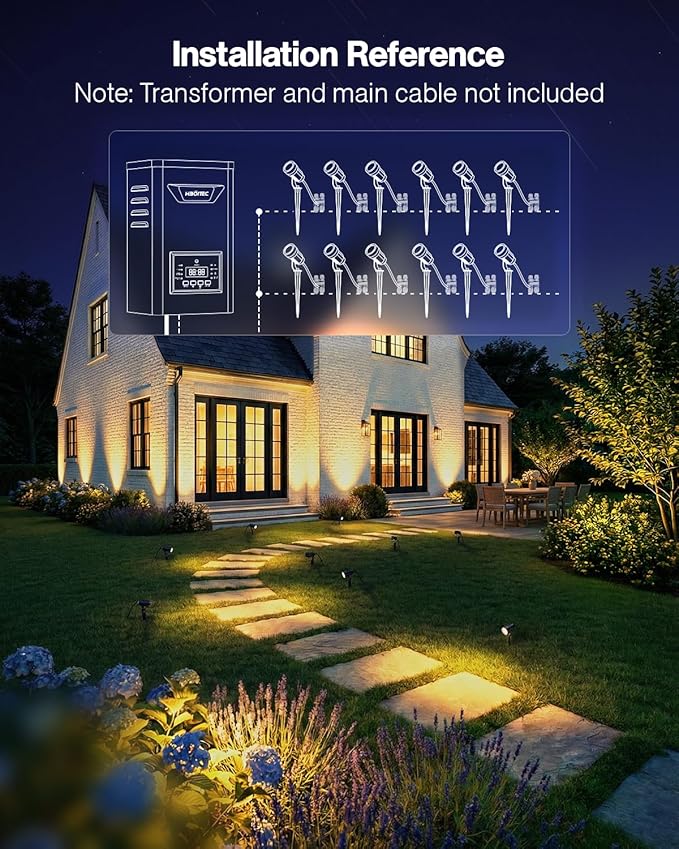 HIBOITEC 5W Low Voltage Landscape Lights 2900K Warm White Landscape Lighting with Connectors12-24V AC/DC Waterproof Landscape Spotlights for Garden Tree Yard Wall 6 Pack