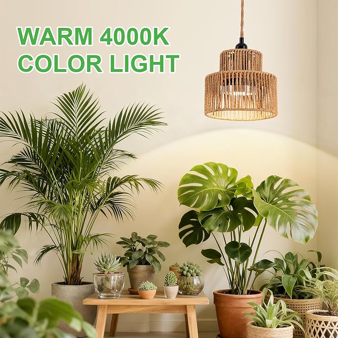 LED Plant Growth Light 30W Full Spectrum Indoor Suspended Lamp 4000K with Timer 15FT Power Cord for Tall Leafy and Flowering Plants