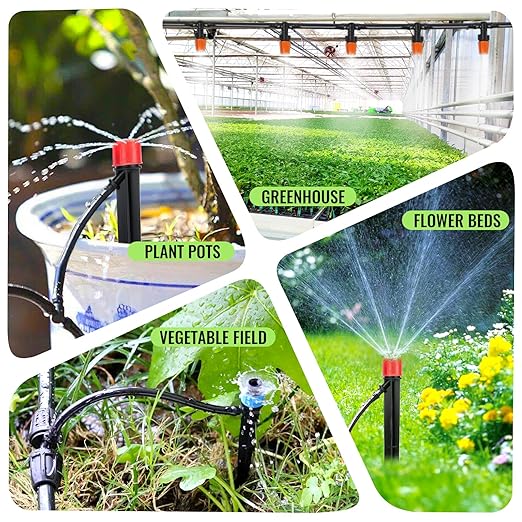 240FT Drip Irrigation System Automatic Drip Irrigation Kits Quick-Connect for Greenhouse Yard Lawn Plant Garden Watering Misting System with 1/2 inch Hose 1/4 inch Distribution Tubing