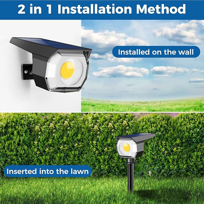 12 Pack Solar Spot Lights Outdoor Solar Spotlights Outdoor Waterproof 2-in-1 Auto On/Off Landscape Lighting for Outside Yard Wall Garden Pathway(Warm White)