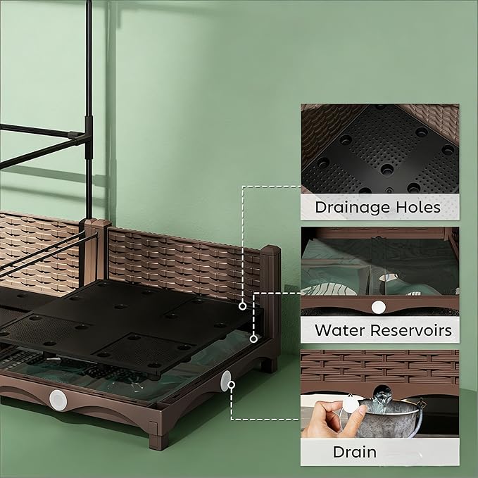 Organic Gardening Raised Bed with Enclosed Plant Cage Grow Healthier Vegetables Without Chemicals - Ventilated Crop Cage Protects Tomatoes Berries &amp Greens from Birds and Insects Naturally (Gree