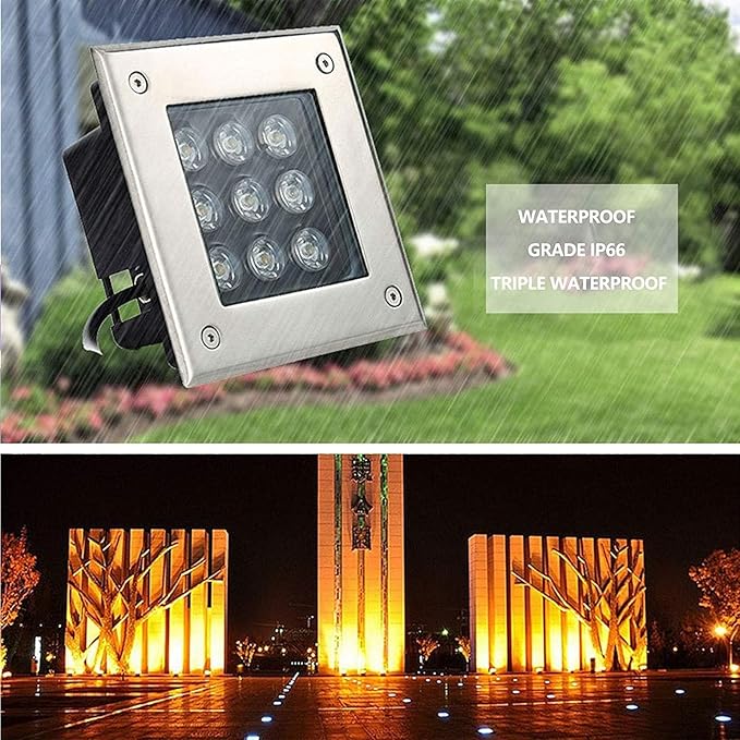 4PCS Underground Light LED 85-265V Landscape Lights IP67 Waterproof Path Light Underground Light LED Landscape In-ground Well Lights Decorative SpotlightRed Light-36W