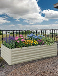 2-Pack Large Metal Raised Garden Beds (6x3x2FT) – Outdoor Planter Box for Vegetables Flowers &amp Herbs Deep Root Space Easy Assembly Beige