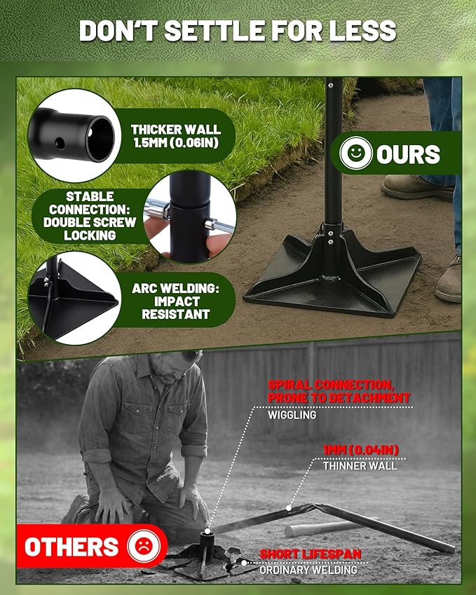 Steel Tamper Tool 8''x8'' Heavy Duty Hand Tamper for Soil Compaction 48 Adjustable Handle with Non-Slip Grip Ground Dirt Tamper for Landscaping Patio Asphalt Repair with Gloves