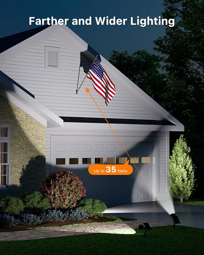 4 Pack Solar Powered Spotlights Outdoor Waterproof for Tree Flag House Ground Landscape Bright Sunset Spot Lights for Outside Yard Garden Lawn Driveway with Adjustable Lamp &amp Panel Cool Whi