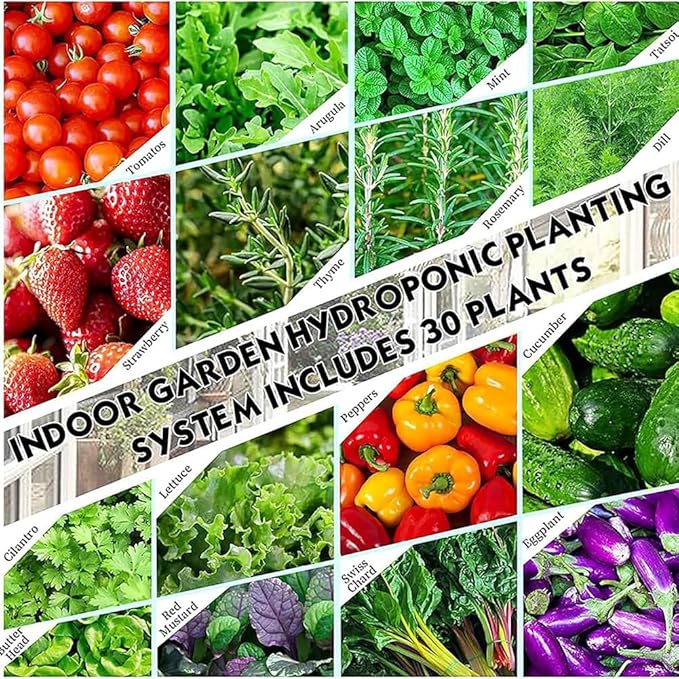 Hydroponics Growing System Hydroponic Growing Kits 15/20/25/30 Pods Hydroponics Tower Aeroponics Grow Kit Hydroponics Tower with Hydrating Pump Adapter Net Pots Timer for Fruit