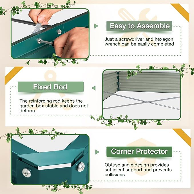 Devoko 6 x 3 x 1 FT Raised Garden Beds Outdoor Galvanized Planter Box Metal Raised Beds for Flower Vegetables Herb