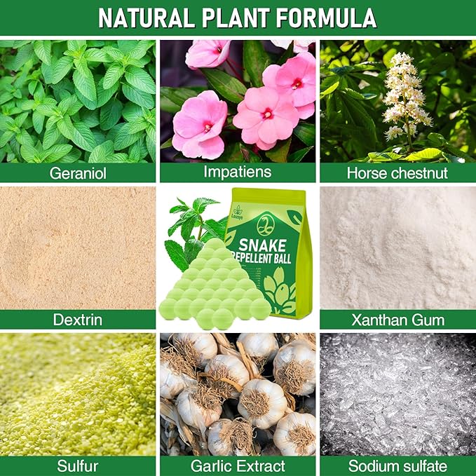 30 Pack Snake Repellent for Yard PowerfulSnake Away Repellent Outdoors Moth Balls for Snakes Pet Safe Snake be Gone for Lawn Garden Fishing Home to Repels Snakes and Other Pests (Mint)