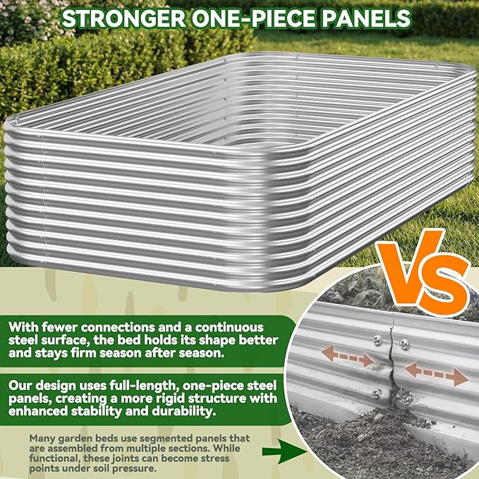 3 Pack Tall 4x2x1.5FT Raised Beds for Gardening Corrugated Galvanized Steel Raised Garden Bed Outdoor Metal Above Ground Garden Bed for Vegetables and Flowers