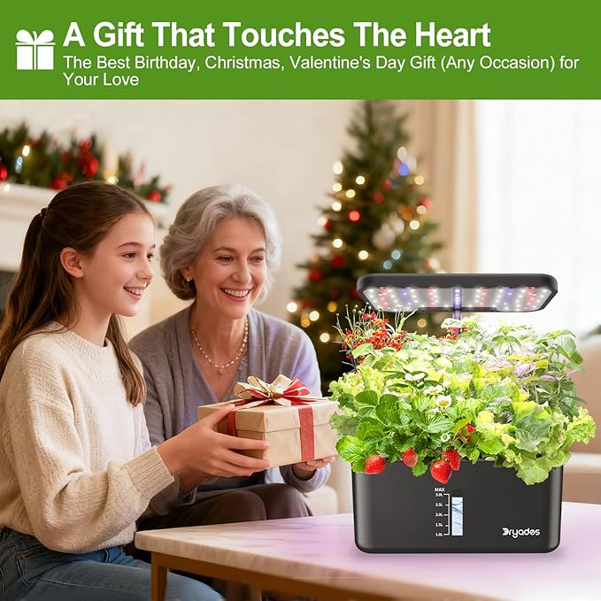 Hydroponics Growing System Indoor Herb Garden 10-Pod Indoor Gardening System with 24W Full-Spectrum LED Grow Lights Quiet Smart Water Pump Plant Germination Kit for Herbs Vegetables