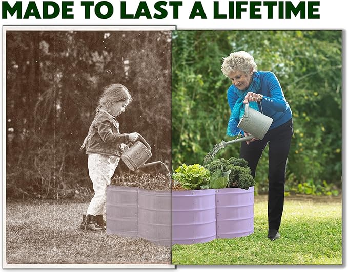 Plant &amp Plot Galvanized Raised Garden Beds Outdoor // 3×3×1 ft Planter Raised Beds for Gardening Vegetables Flowers // Large Metal Garden Box (Lavender) // Patented Tool-Free Design