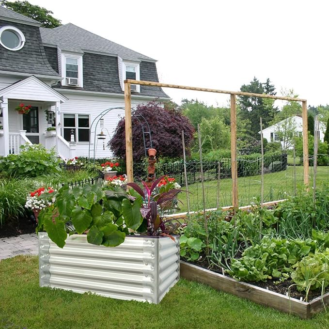 17“ Tall Galvanized Raised Garden Bed 3ftx3ft Metal Raised Garden Bed Kit Rectangular Raised Planter Garden Deep Root Box Planter for Vegetables Flowers Herbs and Succulents