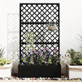 Metal Raised Garden Bed with Trellis Privacy Screen Planter Box for Climbing Plants 40 x 12 x 71 Inches Outdoor Standing Flower Bed with Drainage (Diamond)