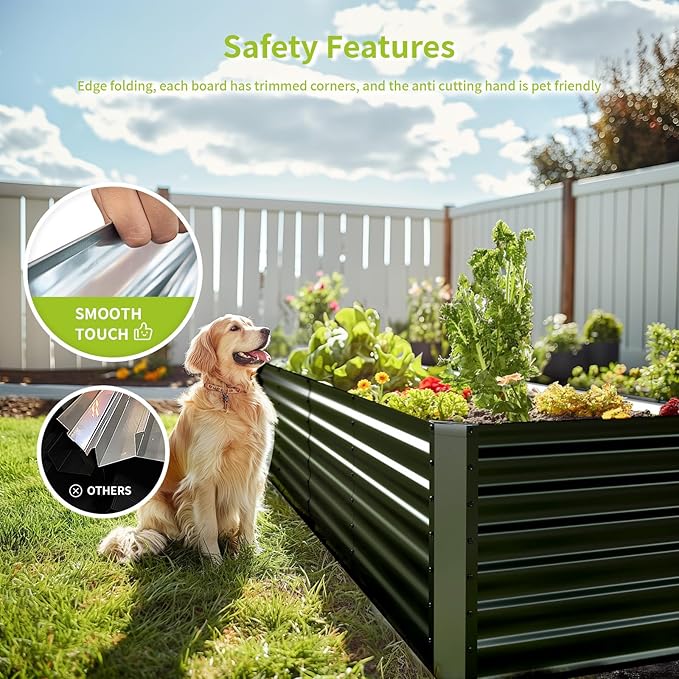 8x2x2FT Raised Garden Beds Outdoor Planter Raised Beds for Gardening Vegetables FlowersLarge Metal Garden Box Deep Plant Flower pots Outdoor (Black 1Pack)