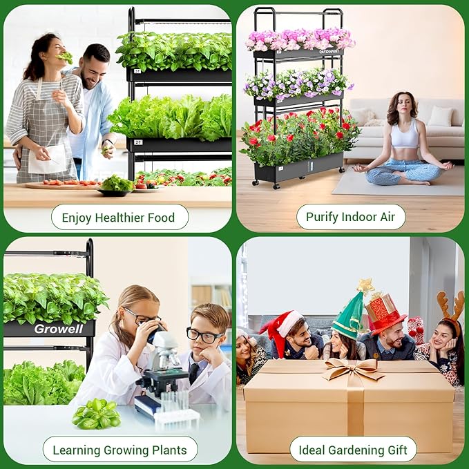 Large Hydroponics Growing System Kit 90 Pods Vertical Hydroponic Garden with 2 Light Modes Grow Light Auto Circulating Water System 40L Indoor Gardening System for Herb Vegetable Fruit