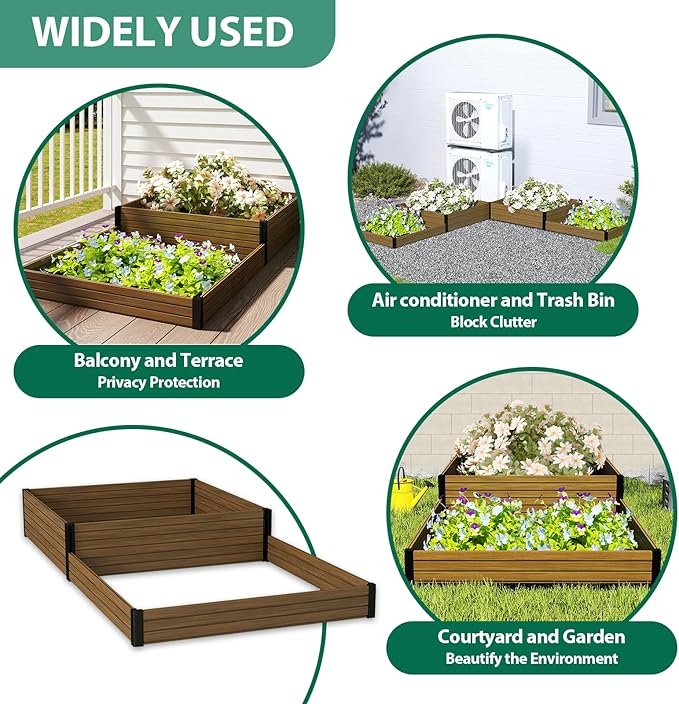 Composite Garden Planter Box with Open Base - Outdoor Raised Bed for Vegetables Flowers and Herbs Durable Eco Friendly Easy to Assemble Low Maintenance