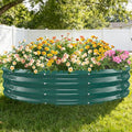 12 Inch Tall Heavy-Duty Round Steel Rised Garden Bed – Wave-Shaped Design Galvanized Metal Planter Box for Vegetables Flowers Succulent at Patio/Garden Outdoor (Green 60 Diameter)