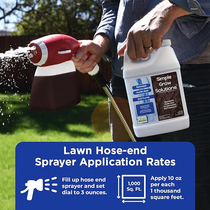 Super Seaweed Humic Fulvic Acid Blend- Liquid Carbon - Soil Hume - Simple Grow Solutions- Natural Lawn &amp Garden Concentrated Treatment- Increase Nutrient Uptake (64 Ounce)