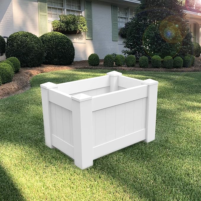 FLORALEAF31 X 20 X 20 Raised Garden Box Above Ground Planter for Growing Vegetables Flowers Herbs DIY Gardening Whelping Pen White Vinyl Garden Bed 4Packs