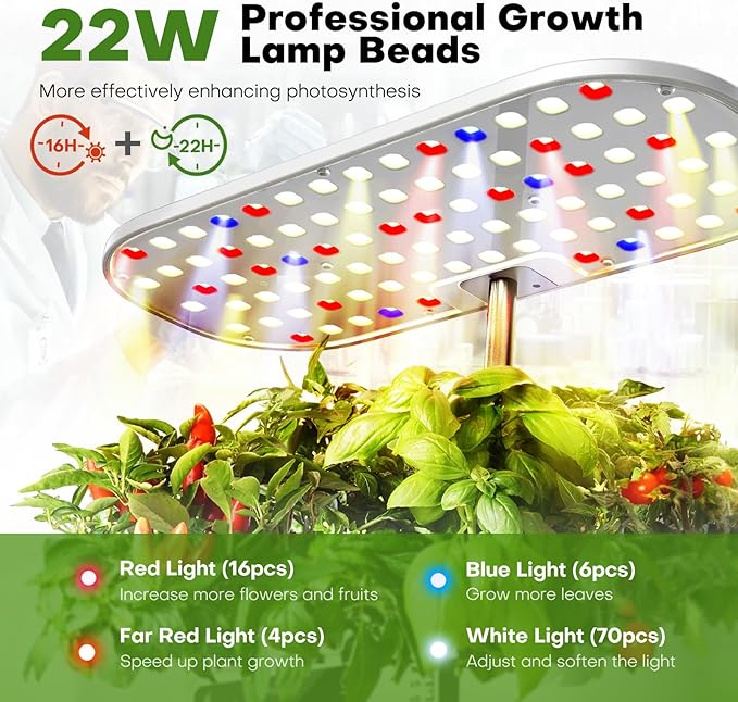 Ahopegarden Hydroponics Growing System Kit Indoor Herb Garden with Grow Light 12 Pods with LCD Touch Panel Hydroponic Planter Planting Height Up to 17 Grower Harvest Fresh Veggie Lettuce White