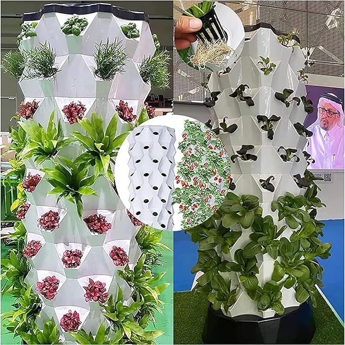 Hydroponic Tower Self-watering Growing kit 48/64/80 Plants Sites Indoor Vertical Gardening Grow Kit Farm Greenhouse Hydroponic Grow kit with Water Pump Net Pots6floors