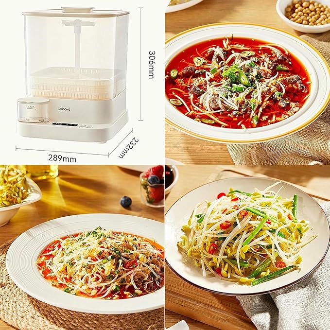 Automatic Bean Sprouts Machine 3 Layer Home Smart Sprouting Tray 360 Degree Automatic Spray 4 Seasons Planting 1.5l Water Tank Led Display