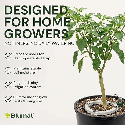 Grow Tent Drip Irrigation System - Blumat Watering Kit for 2 Large Pots (10-20 Gallon) - Automatic Grow Tent Watering System with Efficient Preset Blumat Sensors (Bucket not Included)