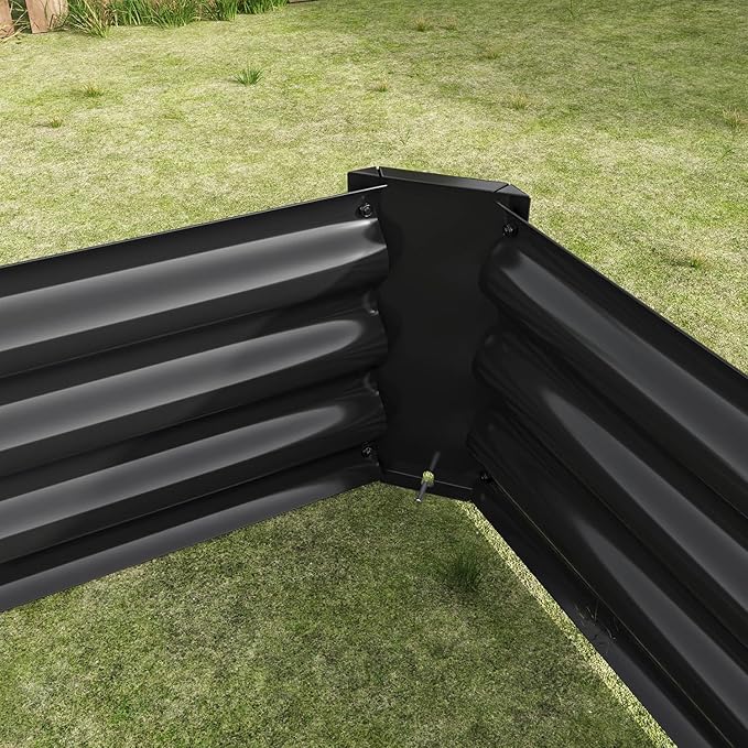 Angel Sar Galvanized Raised Garden Bed 6 x 3 x 1FT Metal Planter Boxes Outdoor with 2 Supporting Bars &amp Open Bottom Raised Garden Beds Outdoor Planter Box for Vegetables Flowers Hurbs Black
