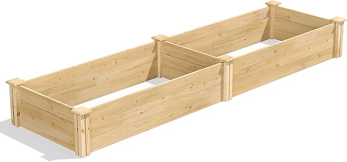 Greenes Fence Classic Cedar Raised Garden Bed 2' x 8' x 10.5 (1/2 Thick) - Made in USA with North American Cedar