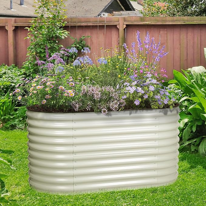 BPS 2-in-1 Metal Raised Garden Bed 5.3x2.7 FT Galvanized Planter Raised Beds for Vegetables Flowers 31'' Extra Tall