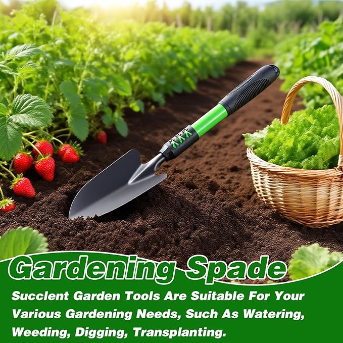 Garden Tool Set 3 Pack Gardening Tools Stainless Steel Heavy Duty Hand Cultivator Hoes Shovel for Planting Weeding Digging Gardening Gifts for Women Green
