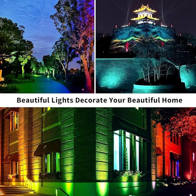 Outdoor COB Led Spotlight - 18W RGB Color Changing LED Landscape Lights IP65 Waterproof Garden Lamp with Remote Controller for Tree Flag Lawn
