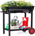 Aveyas Metal Raised Planter Box on Wheels with Gardening Kit Elevated Mobile Garden Bed Cart with Legs -Compatible with Indoor &amp Outdoor Patio Backyard Planting of Vegetables Herbs Flowers