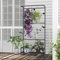 Kinsuite Raised Garden Bed with Flower Stand - Metal Planters for Outdoor Plants Planter Box for Climbing Plants Vegetables Vertical Garden for Living Room Balcony Garden Decor Black