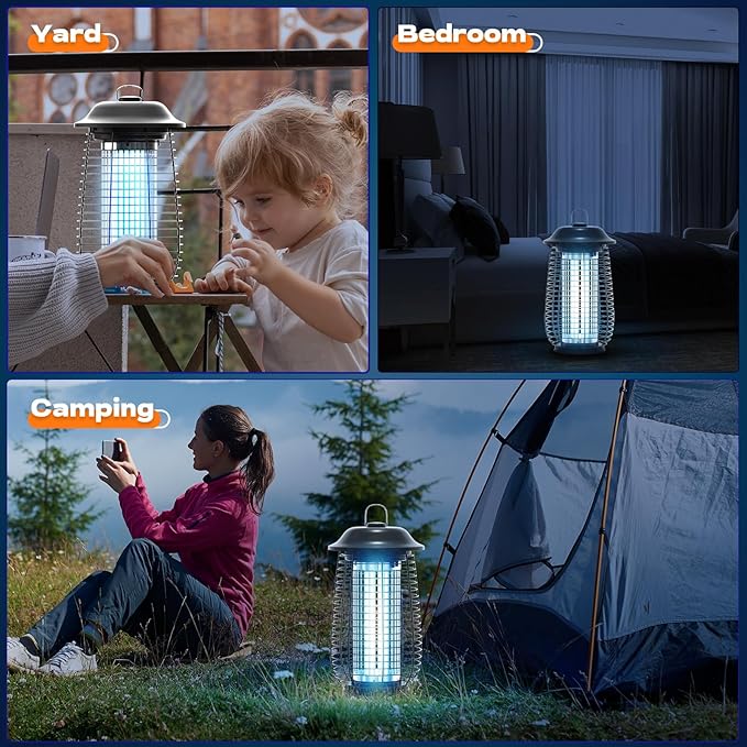 Bug Zapper Indoor &amp Outdoor 4200V Electric Mosquito Zapper 10 Years Lifespan 6.5ft Power Cord Waterproof Fly Trap Mosquito Trap Fly Killer Fly Zapper for Home Patio Kitchen Backyard Camp