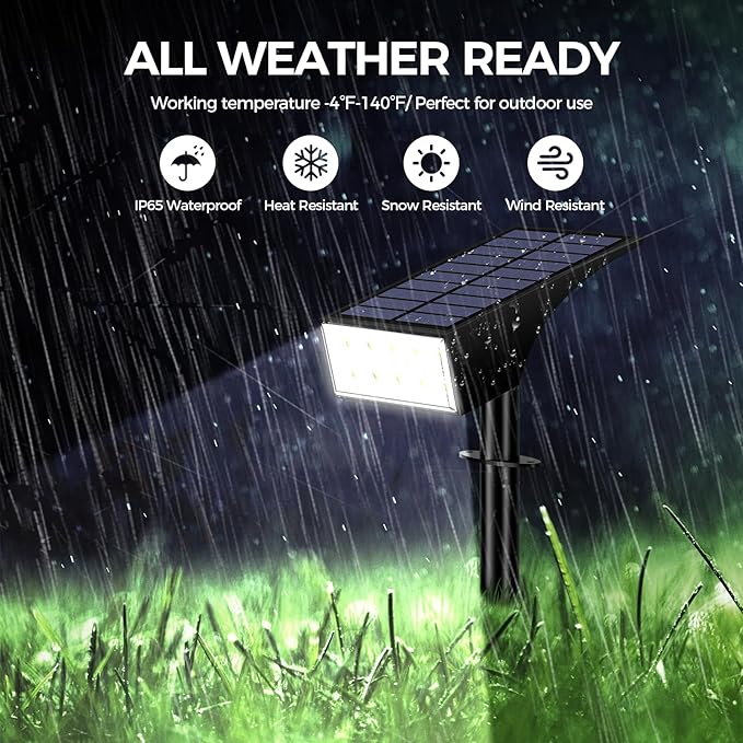 LANSOW Solar Spot Lights Solar Landscape Lights 30LED Cool White 2 Pack