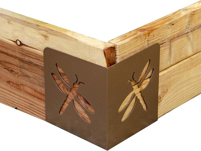 Garden Bloom 11023BL Bloom Dragonfly Instabrace Garden Flower Raised Bed Corners 9.5 Brown