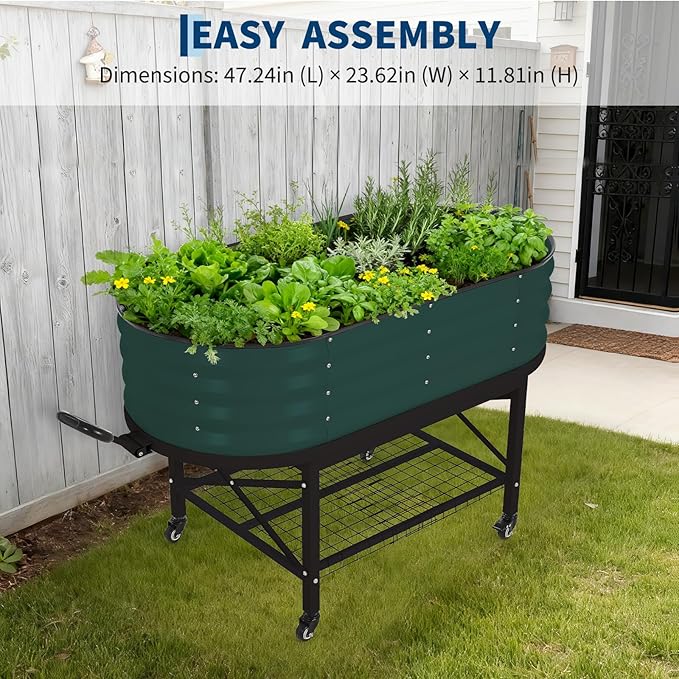 Galvanized Raised Garden Bed Kit with Cover Large Corrosion-Resistant Planter Raised Beds for Vegetables and Flowers Sturdy Outdoor Metal Garden Raised Beds with Reinforced Structure Easy Assembly