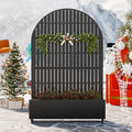 Casaphoria Metal Raised Garden Bed with Trellis and Wheels 72x47x16 Arched Planter Box for Climbing Plants Vegetables &amp Vines Features Drainage Holes and Privacy Screen (Black-Fence)