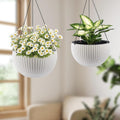 13.4 inch Self Watering Hanging Rattan Planter Large Capacity Root Rot Resistant Water Storage with Water Level Indicator Dual Use for Indoor Balcony Decoration (Pack of 2 White)