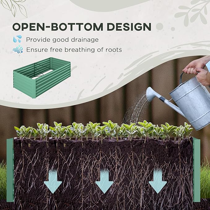 Galvanized Raised Garden Bed Kit Large and Tall Metal Planter Box for Vegetables Flowers and Herbs Reinforced 6' x 3' x 2' Light Green