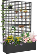 Metal Planter Box with Trellis 47 L x 16 W x 72 H Raised Garden Bed with Privacy Screen Privacy Planters for Climbing Plants Flowers Vegetables Fruits