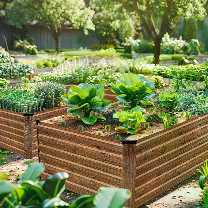 Homdox 6×3×2FT Galvanized Metal Raised Garden Bed Kit Deep Root Elevated Planter Box w/Anti Cutting Strip &amp A Pair of Gloves for Vegetables Flowers Herbs Succulents 265 Gallon Capacity Brow