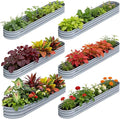 6-Pack 12×2×1ft Galvanized Raised Garden Bed Kit - Oval Large Metal Planter Box with Easy Tool-Free Assembly for Vegetable Flower Herb Outdoor Backyard Patio Kitchen Garden Family-Friendly